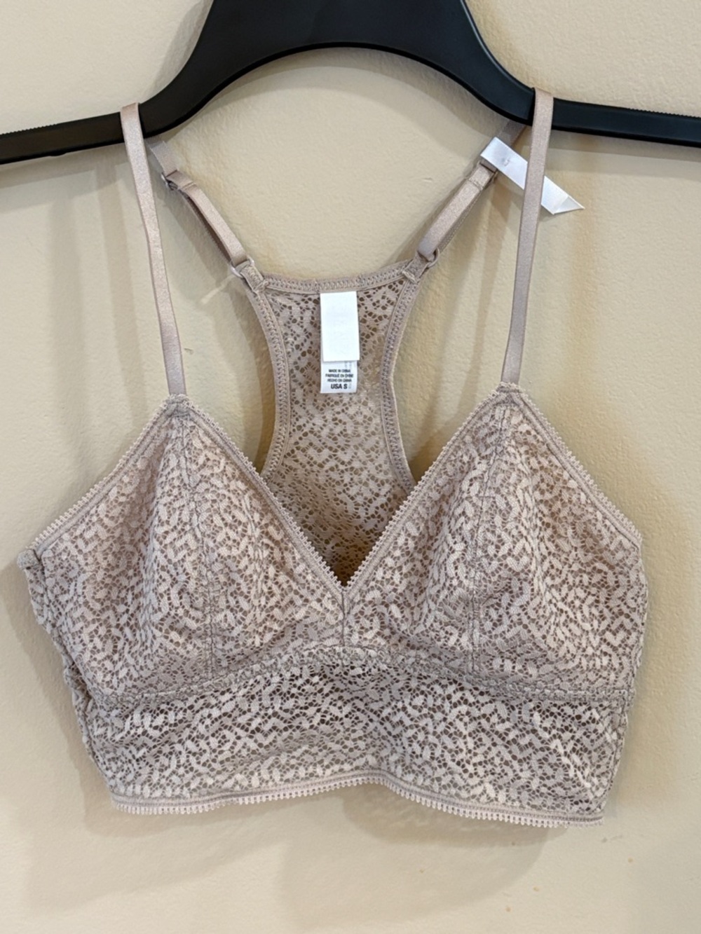 DKNY Lace Racerback Bralette in Taupe/Nude